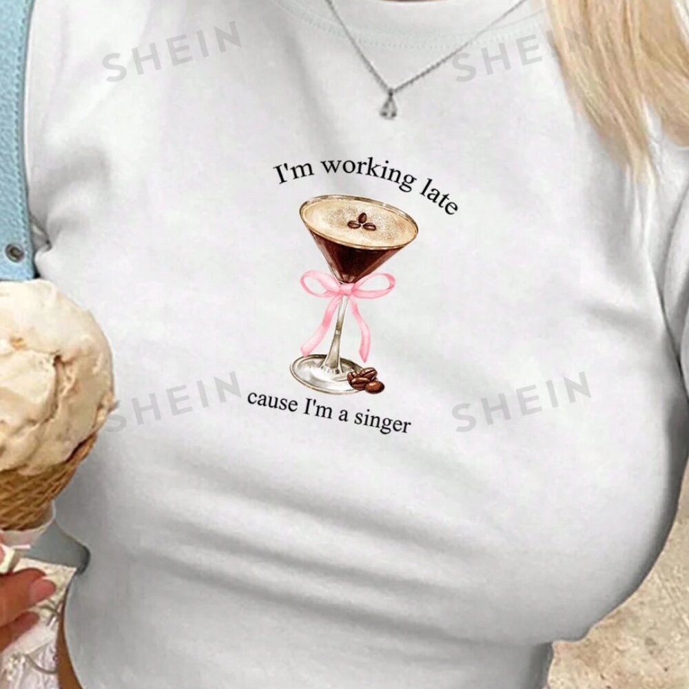 SHEIN - Espresso Martini Printed T-Shirt, Size 1X (US Size 14) $6